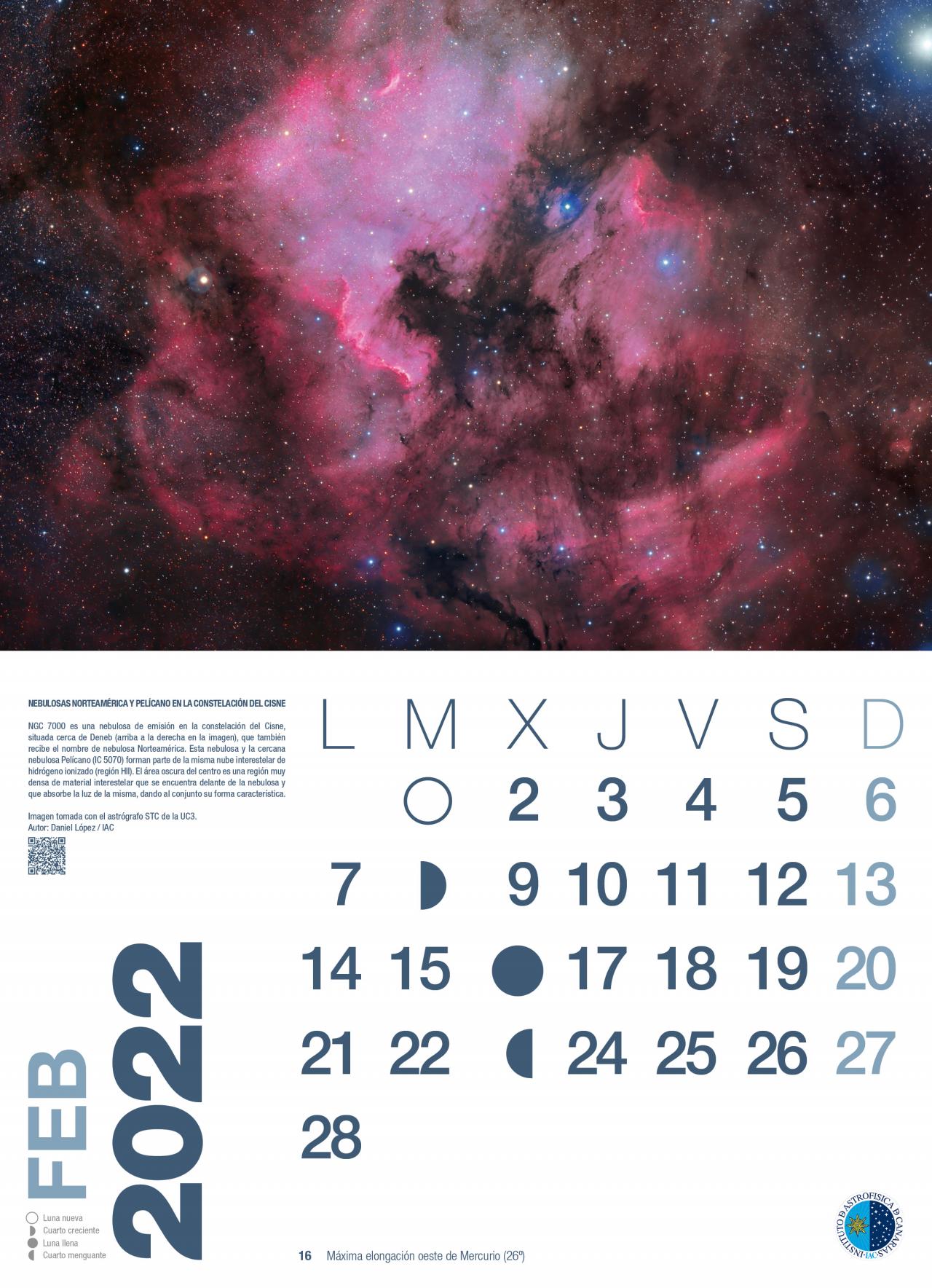 Calendario astronómico 2022 - Febrero 