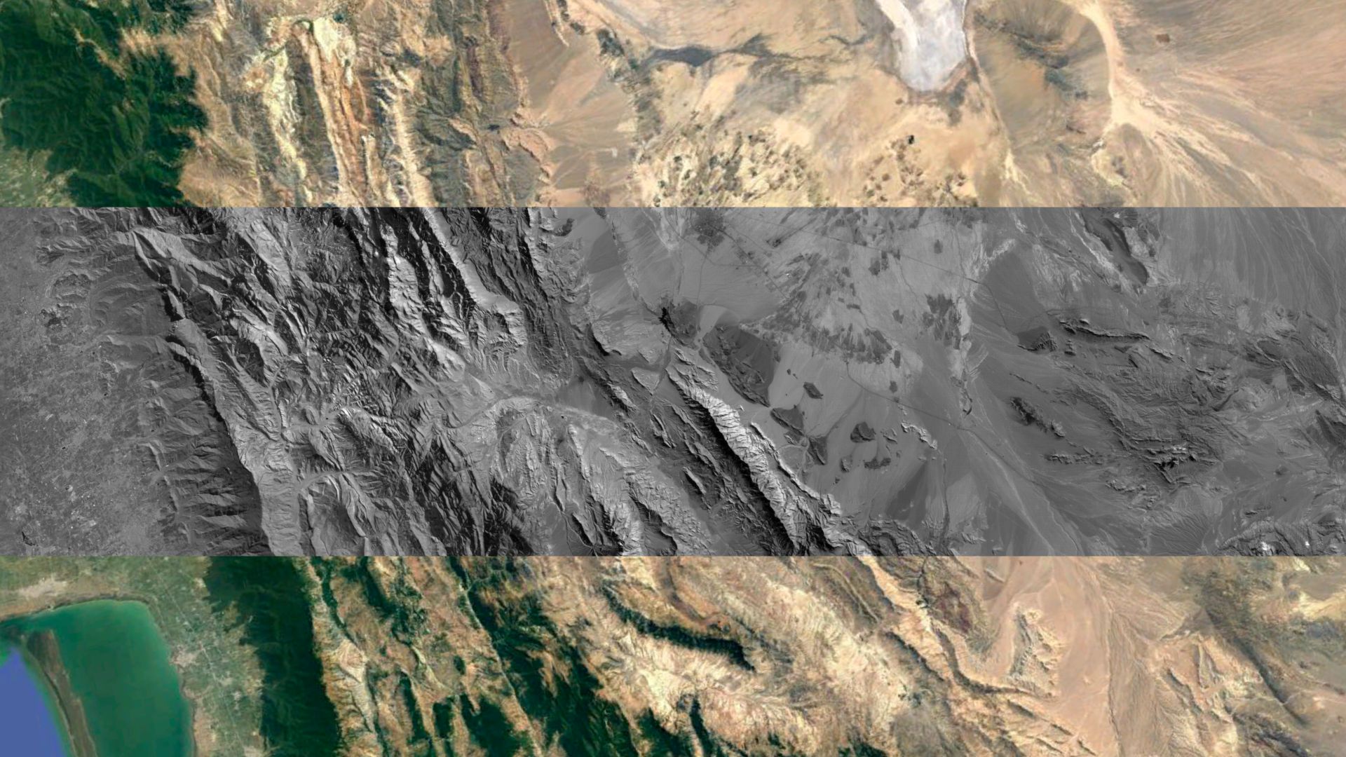 Mountains in the south of Turkmenistan, observed with DRAG=-2. The image has been superposed on images from the Landsat satellite. Credit: IACTEC