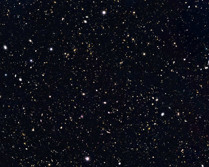 Imagen del estudio de cielo profundo del telescopio espacial Hubble denominado GOODS-N (Great Observatories Origins Deep Survey - North). Crédito: NASA, ESA, G. Illingworth (University of California, Santa Cruz), P. Oesch (University of California, Santa Cruz; Yale University), R. Bouwens y I. Labbé (Leiden University), y el Equipo Científico.