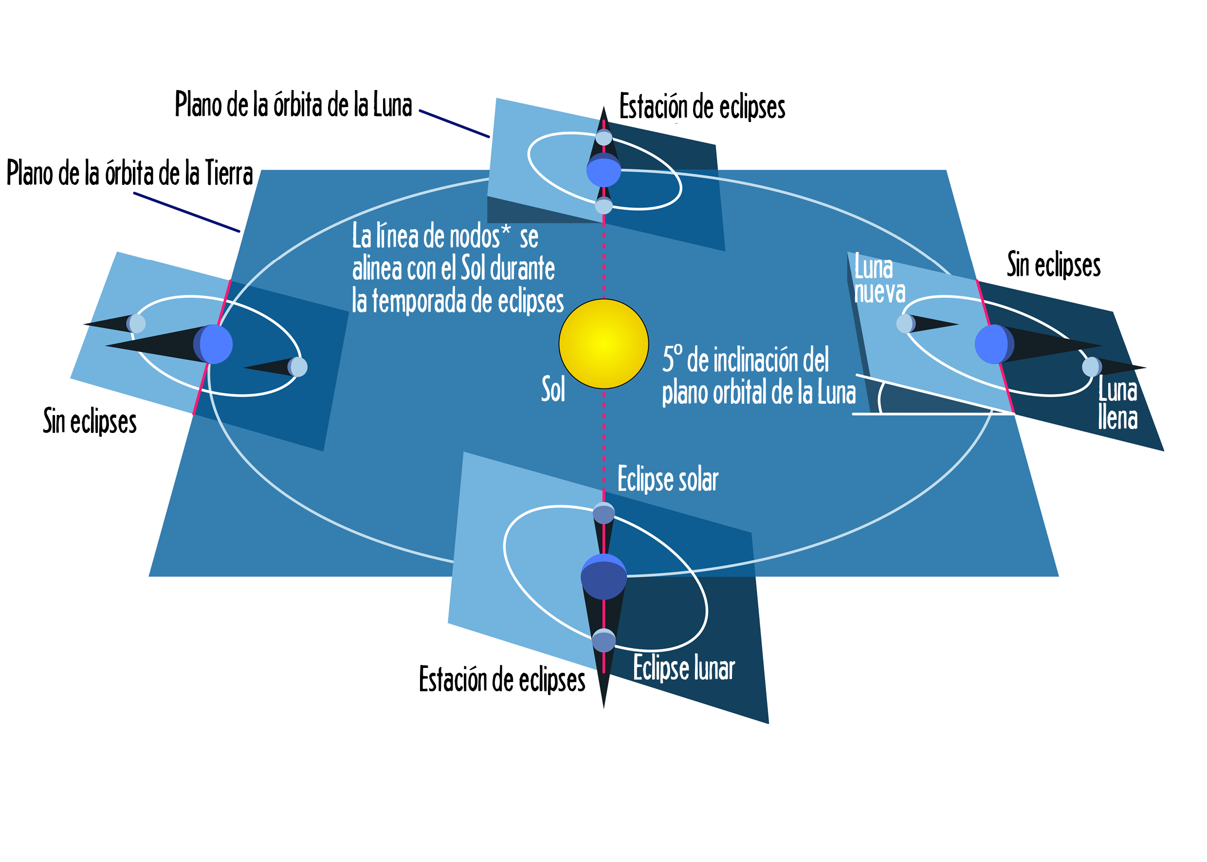 Diagrama de los periodos en los que se producen eclipses a lo largo del año