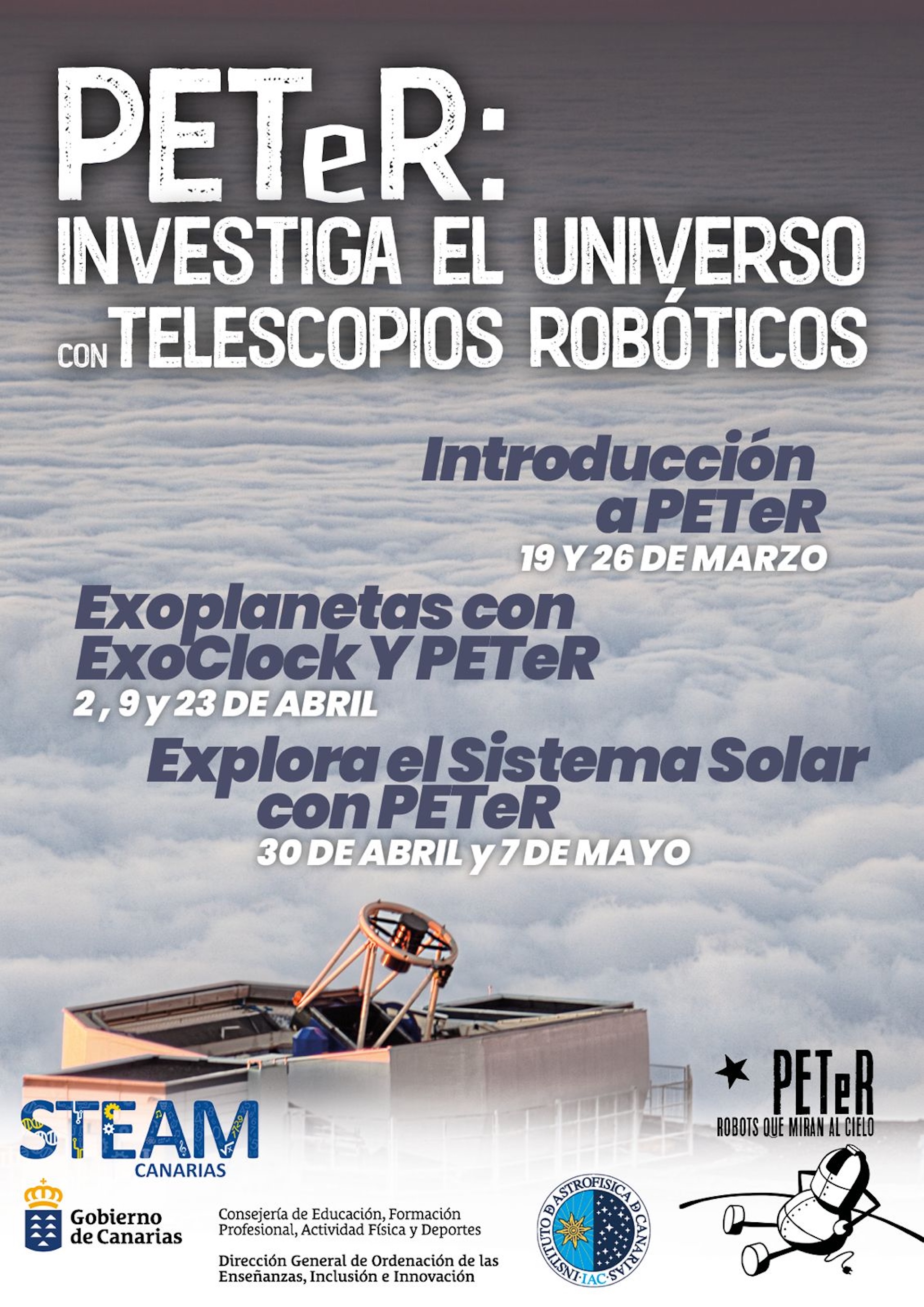 Cartel de la formación con telescopios robóticos del proyecto PETeR