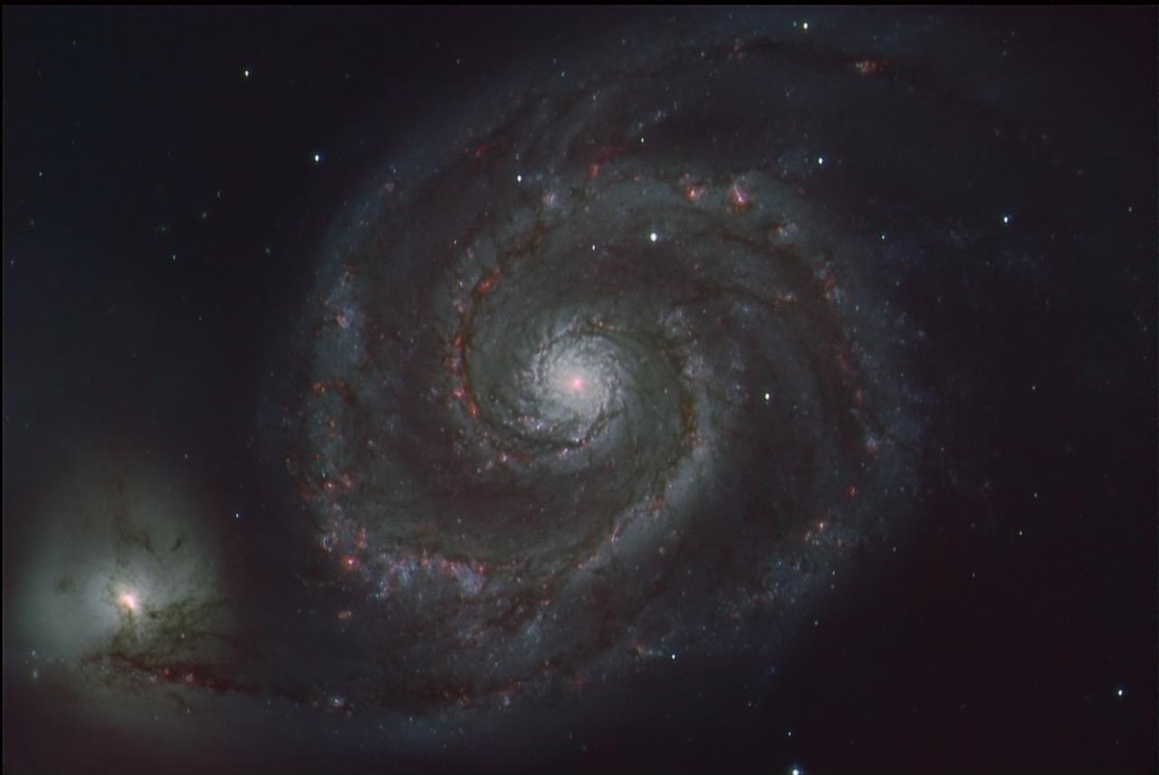 Imagen de la Galaxia Remolino (M51) obtenida con el Two-meter Twin Telescope 3 (TTT3)