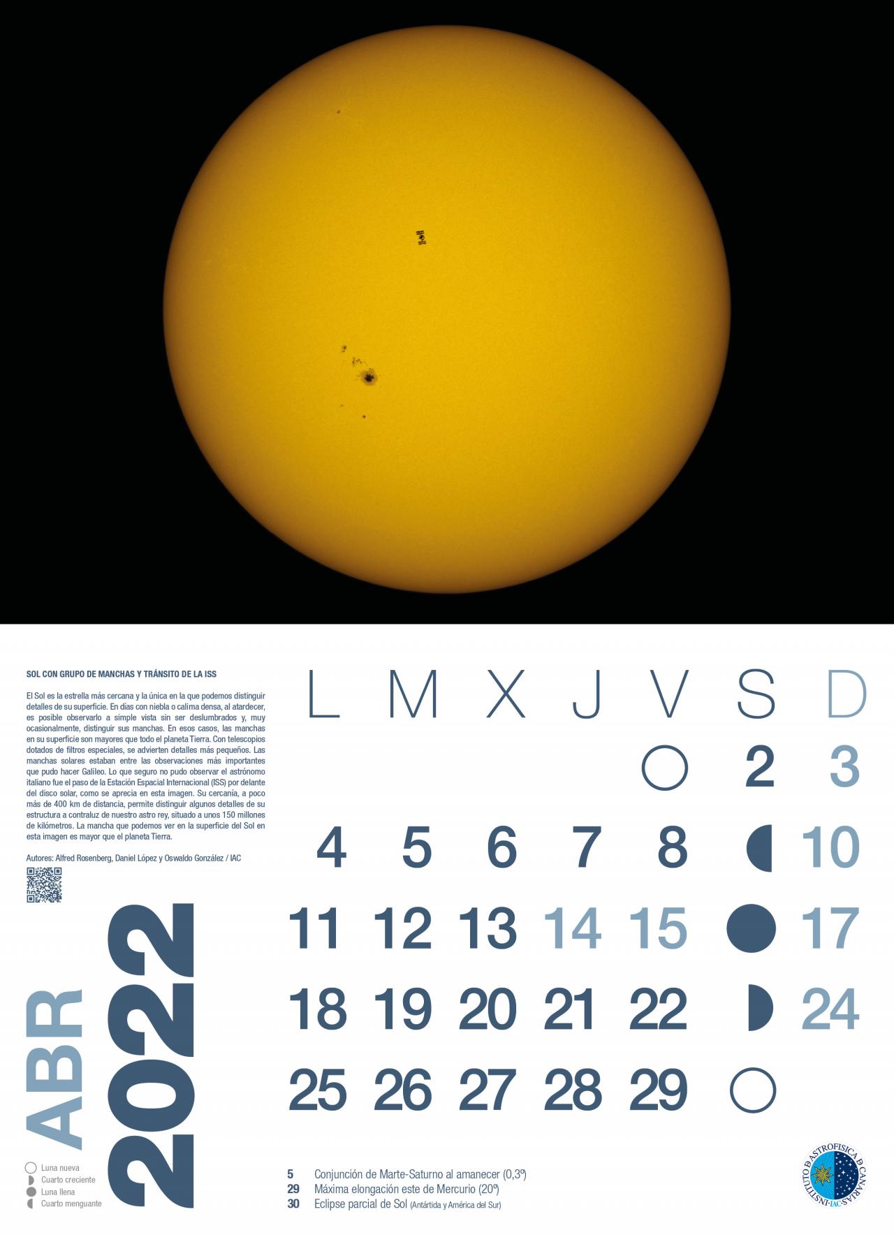 Calendario astronómico 2022 - Abril