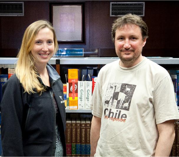 Caitlin Casey con Helmut Dannerbauer durante su estancia en el IAC. Crédito: Viktor Rivera (IAC).