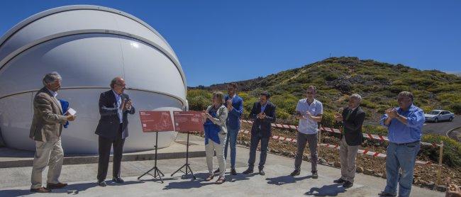 Acto académico de la puesta en marcha del nuevo telescopio robótico GOTO en el Observatorio del Roque de los Muchachos (Garafía, La Palma). Crédito: Antonio González/IAC.