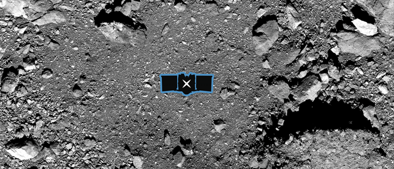 Simulación de la maniobra "Touch-and-go" de la misión OSIRIS-REx en el cráter Nightingale.