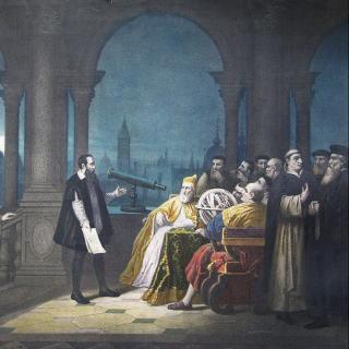 Pintura del siglo XIX que representa a Galileo haciendo la demostración de su telescopio en 1609.