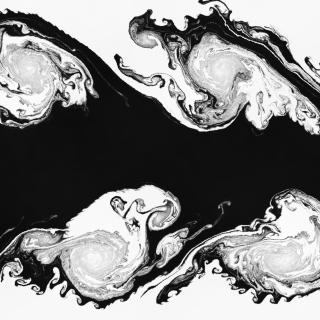 Olas de dinámica de fluidos en blanco y negro