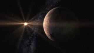 Diseño artístico de la súper-Tierra  GJ 625 b y su estrella, GJ625 (Gliese 625). Crédito: Gabriel Pérez, SMM (IAC).