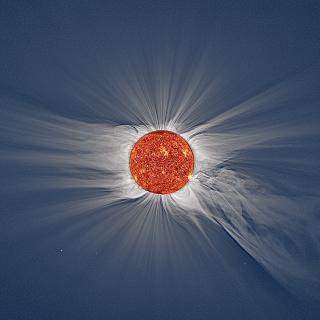 Solar corona in visible light during a solar eclipse