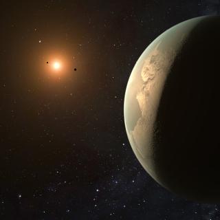 Artist's impression of GJ 3998 d, a super-Earth in the habitable zone of its star