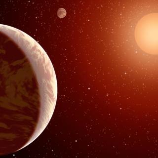 Artist's impression of a system with two super-earths