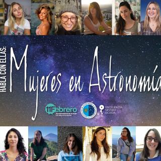 Cartel anunciador del proyecto "Habla con Ellas: Mujeres en Astronomía" edición 202. Diseño: Inés Bonet (IAC)