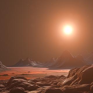 Recreation of the landscape of the exoplanet Barnard b orbiting its star / Gabriel Pérez (IAC)