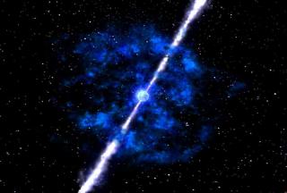 Artist´s impression of a gamma ray burster. Credits: NASA/Zhang & Woosley