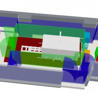 Infografía 3D de la ubicación del instrumento Diseño 3D del instrumento en su ubicación